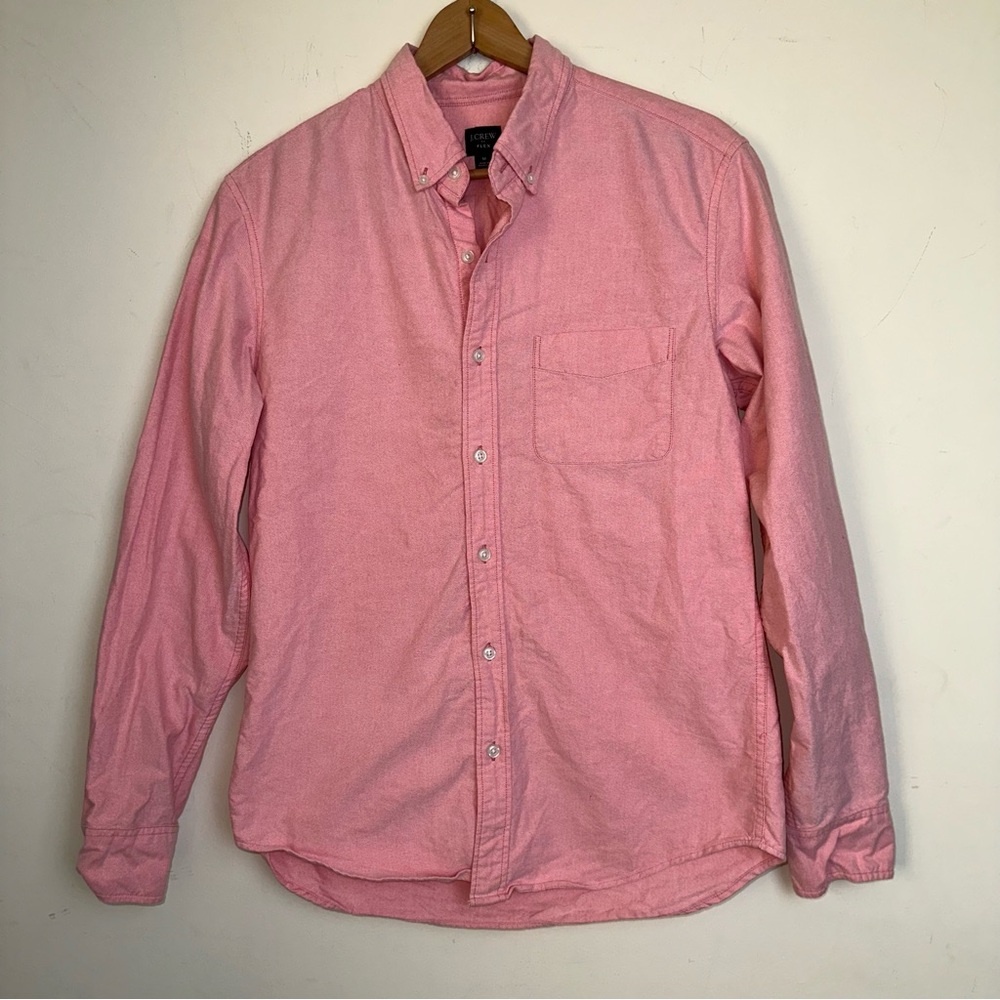 J Crew Men’s Med Flex Oxford Casual Button Down Pink Casual Preppy Academia Y2K